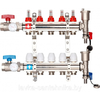 Коллектор регулируемый с расходомерами GAPPO G421.5 5-вых. x1"x3/4" Коллектор регулируемый с расходомерами GAPPO G421.5 5-вых. x1"x3/4"