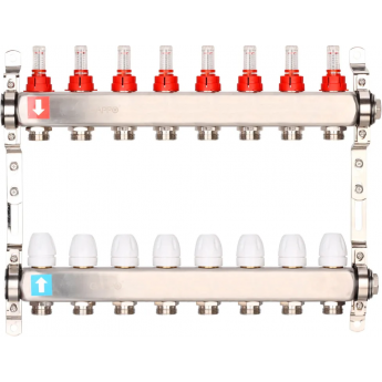 Коллектор регулируемый с расходомерами GAPPO G424.8 8-вых. x1"x3/4" Коллектор регулируемый с расходомерами GAPPO G424.8 8-вых. x1"x3/4"