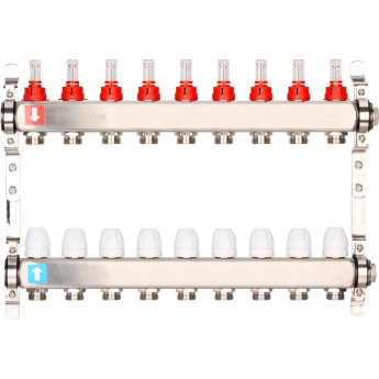 Коллектор регулируемый с расходомерами GAPPO G424.9 9-вых. x1"x3/4" Коллектор регулируемый с расходомерами GAPPO G424.9 9-вых. x1"x3/4"